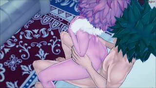 Izuku Midoriya fucking yake cute timu mate Mina dhidi ya ukuta - MHA Hentai.